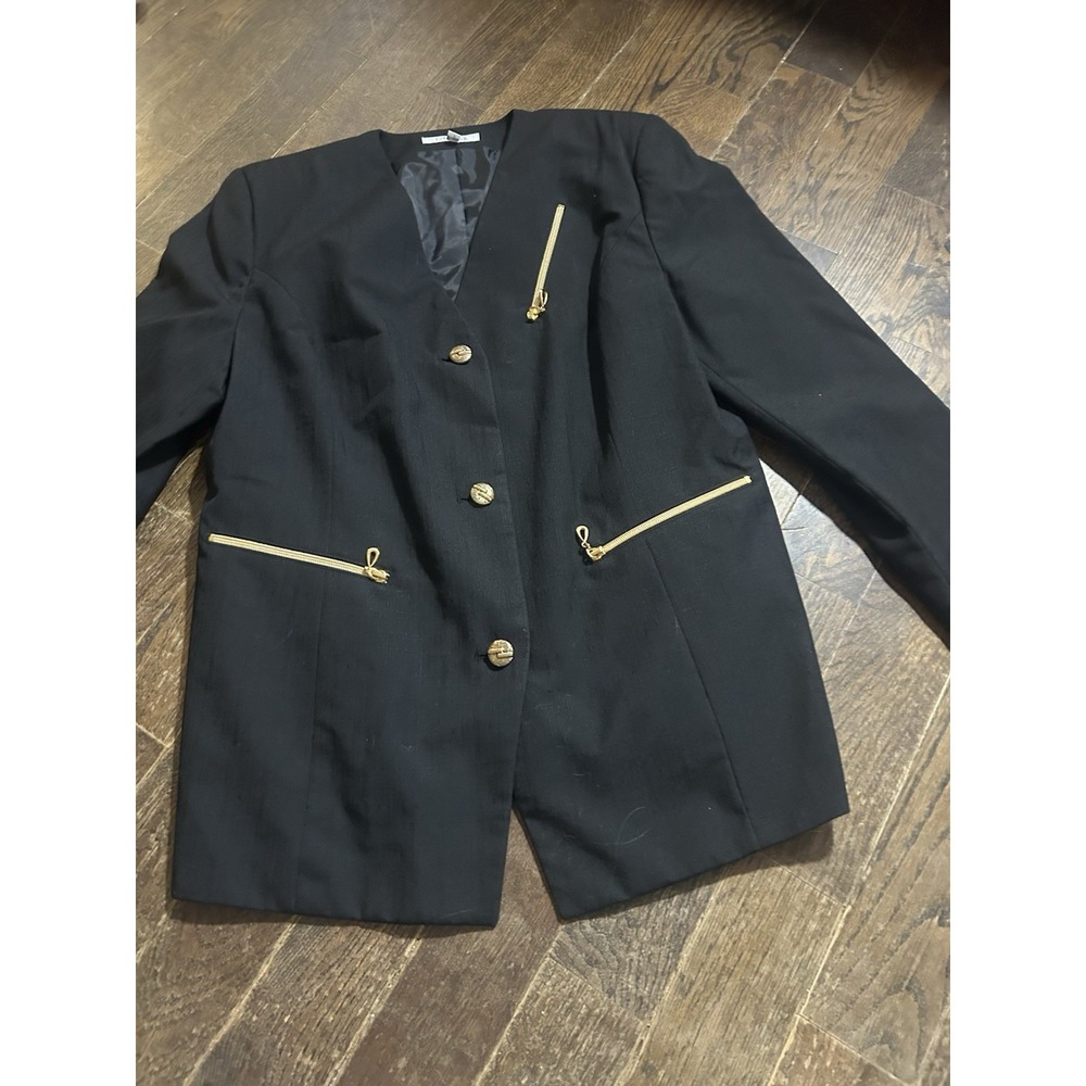 Vintage Lorianna Women's Black Jacket With Gold‎ Hardware NWT Size 16